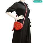 LOUIS VUITTON New Wave Embellished Love Lock Heart Calfskin Leather Shoulder Bag Red