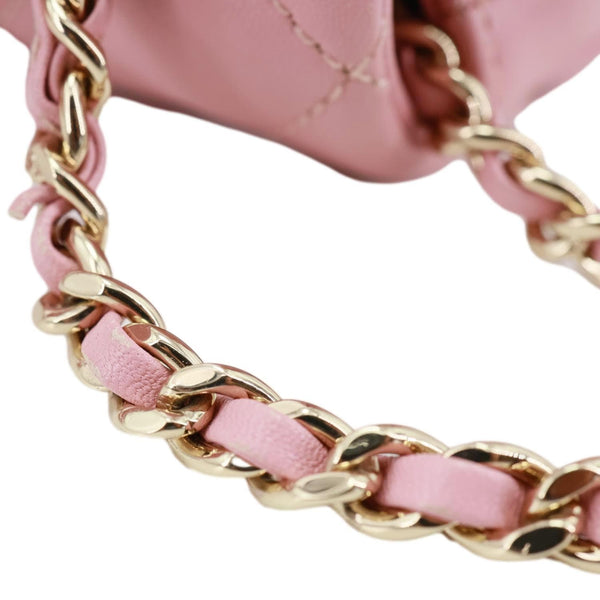 CHANEL Citizen Chic Flap Mini Quilted Lambskin Leather Top Handle Crossbody Bag Pink