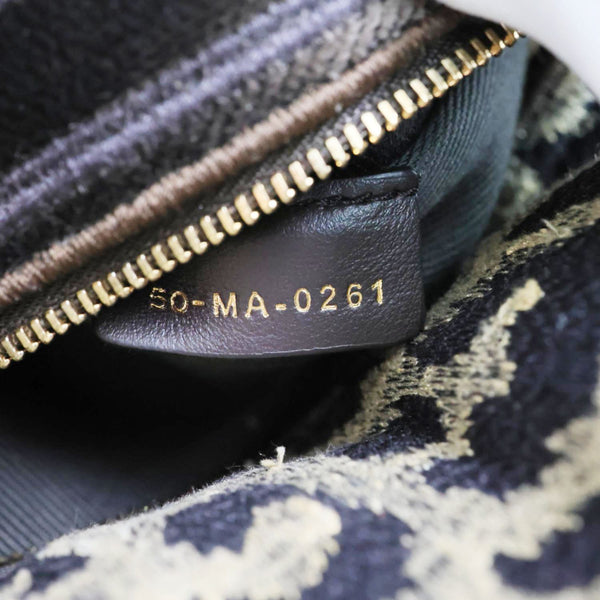 CHRISTIAN DIOR Lady D-Lite Embroidered Leopard Velvet Shoulder Bag Brown