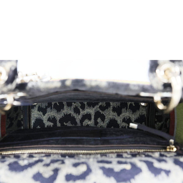 CHRISTIAN DIOR Lady D-Lite Embroidered Leopard Velvet Shoulder Bag Brown