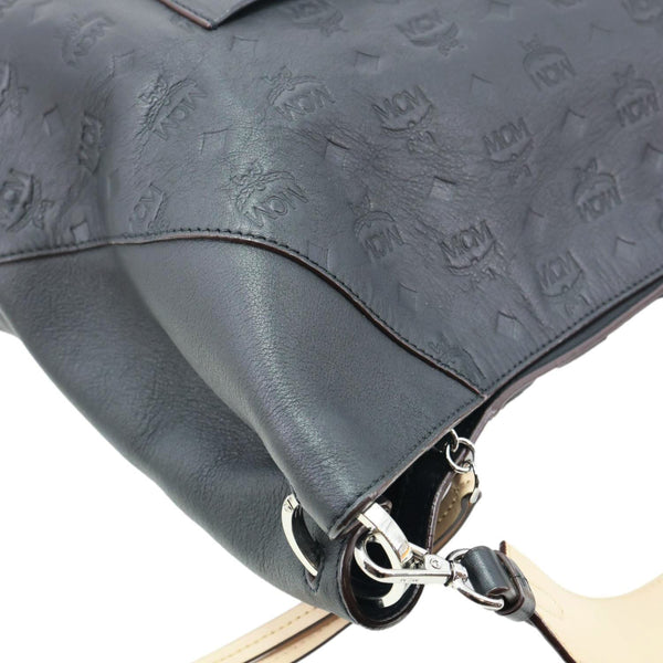MCM Ottomar Klara Medium Monogram Calfskin Leather Hobo Bag Black