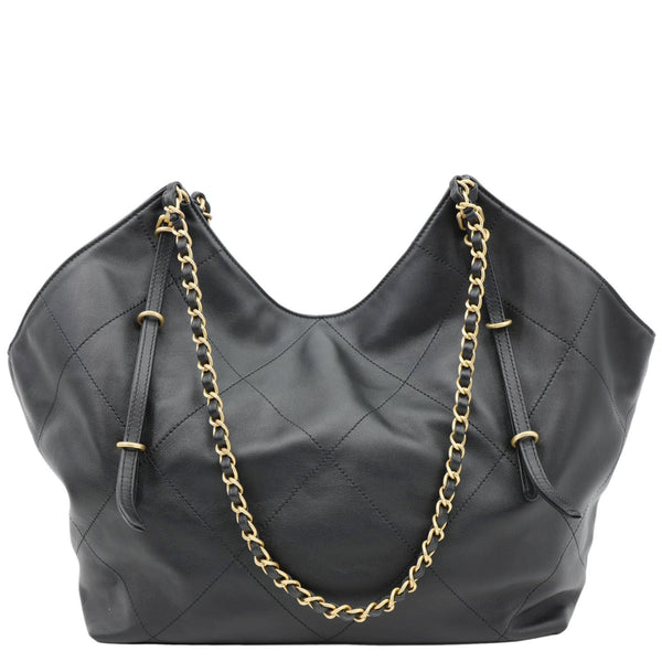 CHANEL Coco Calfskin Leather Shopping Tote Bag Black