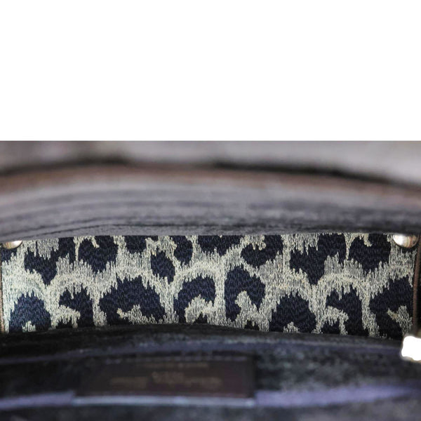 CHRISTIAN DIOR Lady D-Lite Embroidered Leopard Velvet Shoulder Bag Brown