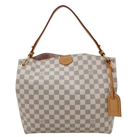 LOUIS VUITTON Graceful PM Damier Azur Shoulder Bag Rose Ballerine