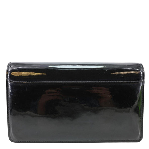 LOUIS VUITTON Cherrywood Monogram Patent Calfskin Leather Chain Wallet Black