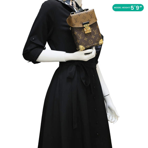 LOUIS VUITTON Camera Box Reverse Monogram Canvas Satchel Bag Brown