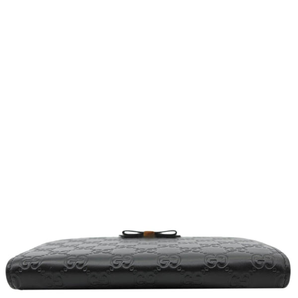 GUCCI Signature Bowy Emblem Mini GG Leather Wallet On Chain Black 431408