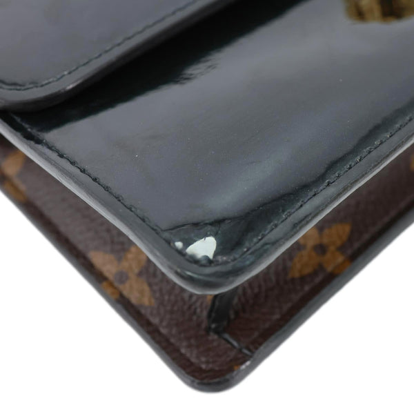 LOUIS VUITTON Cherrywood Monogram Patent Calfskin Leather Chain Wallet Black