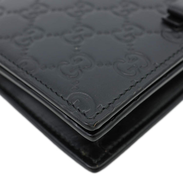 GUCCI Signature Bowy Emblem Mini GG Leather Wallet On Chain Black 431408
