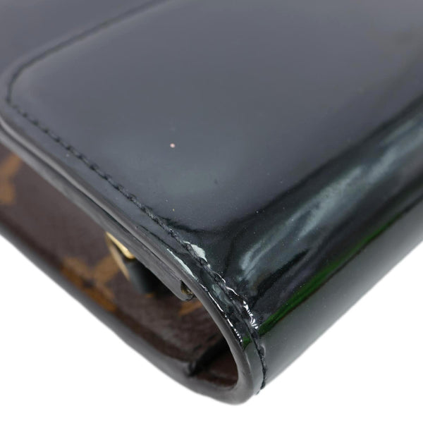 LOUIS VUITTON Cherrywood Monogram Patent Calfskin Leather Chain Wallet Black
