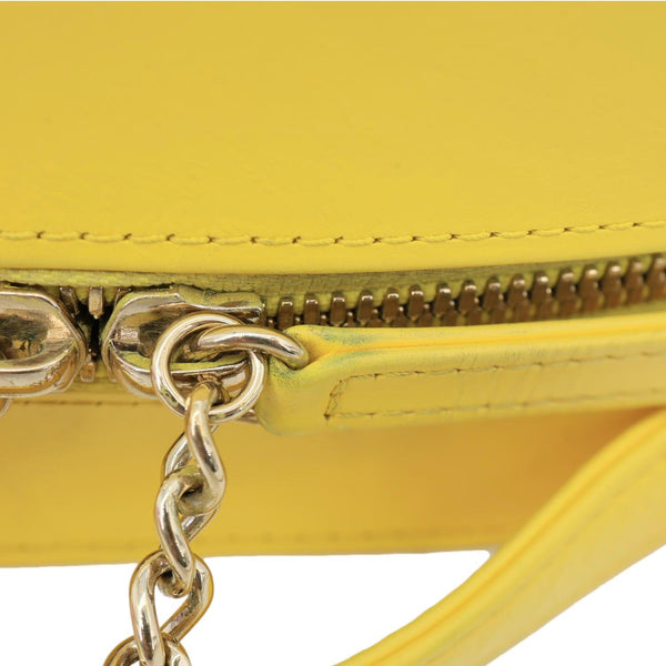 CHANEL Vanity Case Quilted Calfskin Crumpled Leather Crossbody Bag Yellow