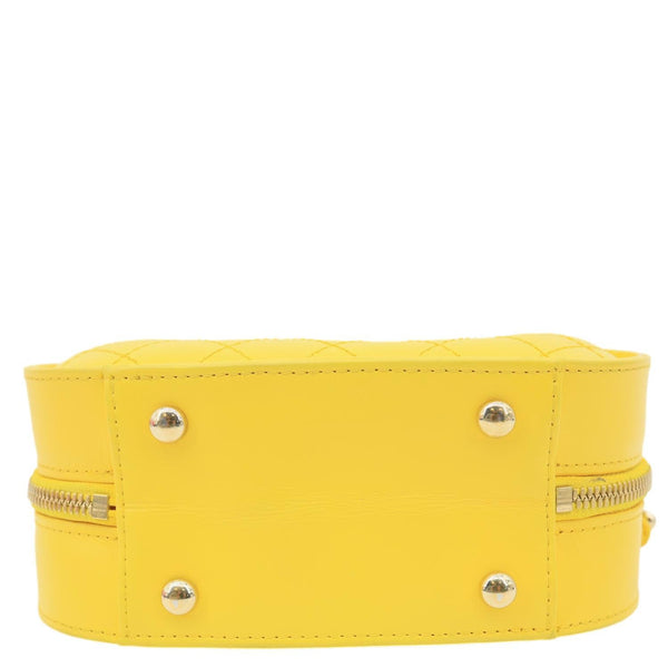 CHANEL Vanity Case Quilted Calfskin Crumpled Leather Crossbody Bag Yellow