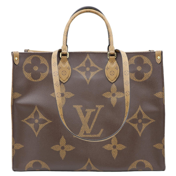 LOUIS VUITTON Onthego GM Giant Monogram Reverse Canvas Tote Bag Brown
