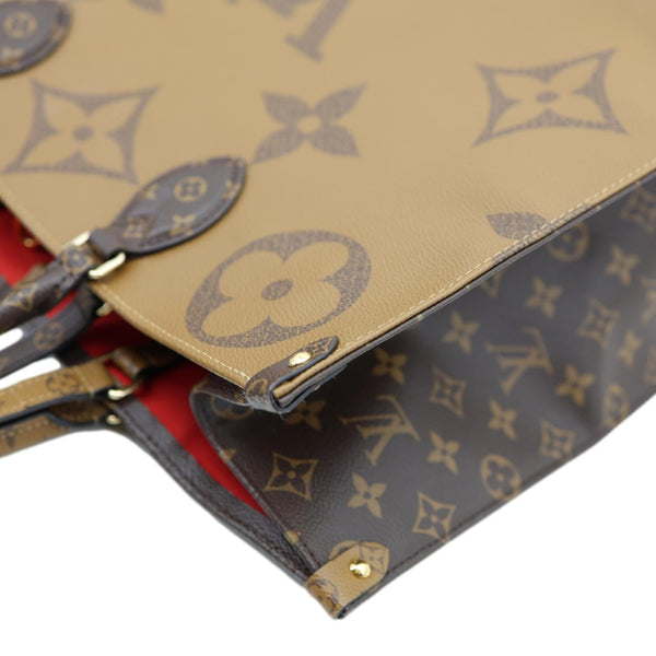 LOUIS VUITTON Onthego GM Giant Monogram Reverse Canvas Tote Bag Brown