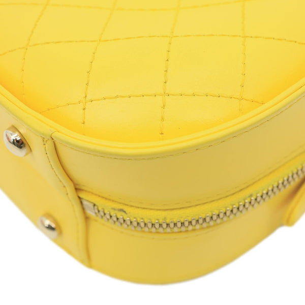 CHANEL Vanity Case Quilted Calfskin Crumpled Leather Crossbody Bag Yellow