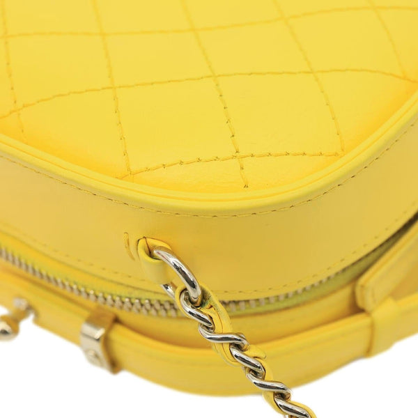 CHANEL Vanity Case Quilted Calfskin Crumpled Leather Crossbody Bag Yellow