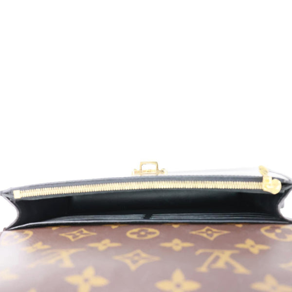 LOUIS VUITTON Cherrywood Monogram Patent Calfskin Leather Chain Wallet Black
