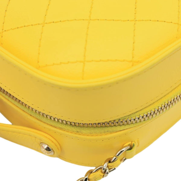 CHANEL Vanity Case Quilted Calfskin Crumpled Leather Crossbody Bag Yellow