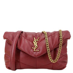 YVES SAINT LAURENT Toy Loulou Puffer Quilted Lambskin Leather Crossbody Bag Red