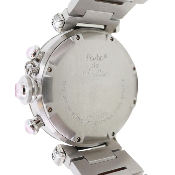Cartier Pasha C Automatic Chronograph Stainless Steel Pink Mop Dial Watch 35mm