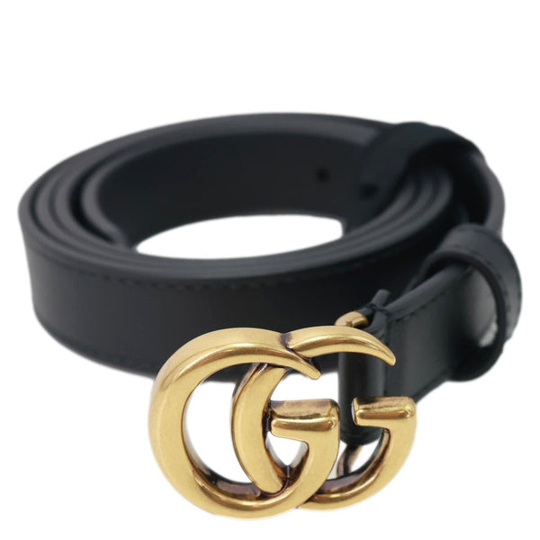 GUCCI Double G Buckle Leather Belt Size 85/34 Black 409417