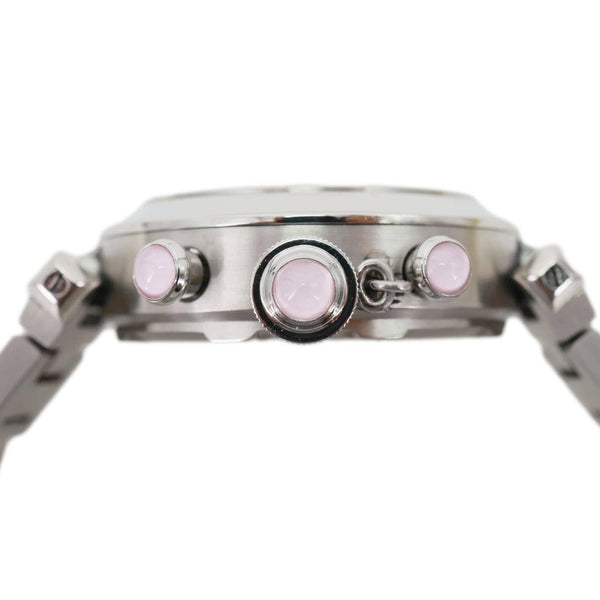 Cartier Pasha C Automatic Chronograph Stainless Steel Pink Mop Dial Watch 35mm