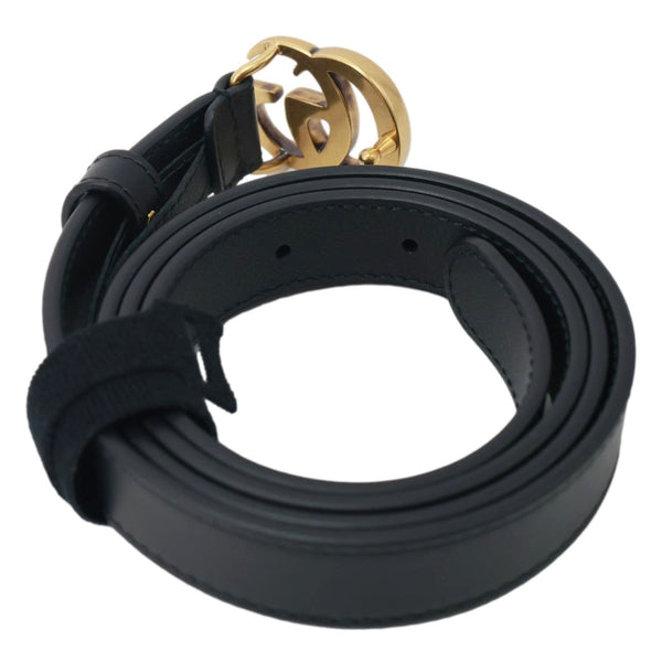 GUCCI Double G Buckle Leather Belt Size 85/34 Black 409417