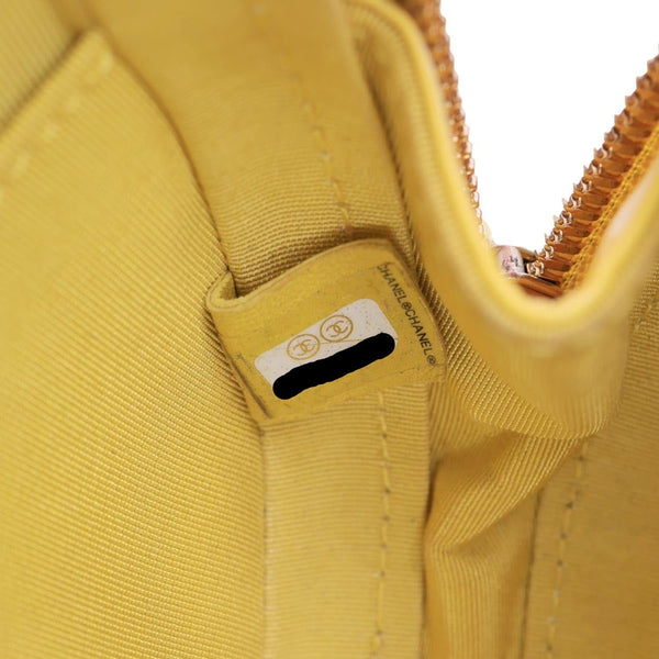 CHANEL Vanity Case Quilted Calfskin Crumpled Leather Crossbody Bag Yellow