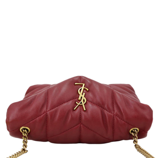 YVES SAINT LAURENT Toy Loulou Puffer Quilted Lambskin Leather Crossbody Bag Red