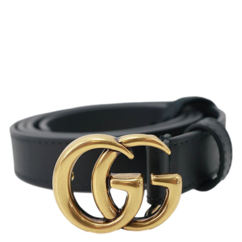 GUCCI Double G Buckle Leather Belt Size 85/34 Black 409417
