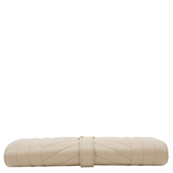 YVES SAINT LAURENT Monogram Envelope Grain De Poudre Leather Clutch Beige