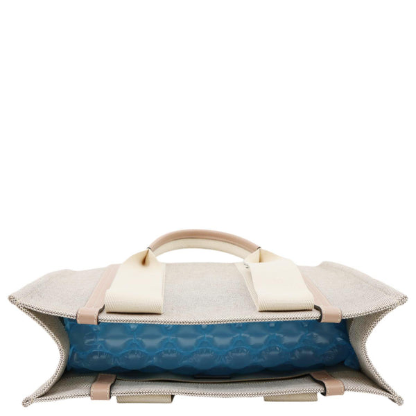 CHLOE Woody Linen Canvas Tote Bag Beige