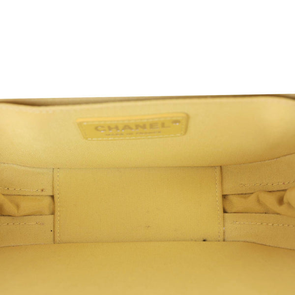 CHANEL Vanity Case Quilted Calfskin Crumpled Leather Crossbody Bag Yellow