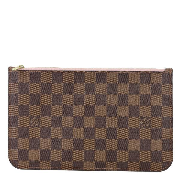 LOUIS VUITTON Neverfull Damier Ebene Pochette Wristlet Brown