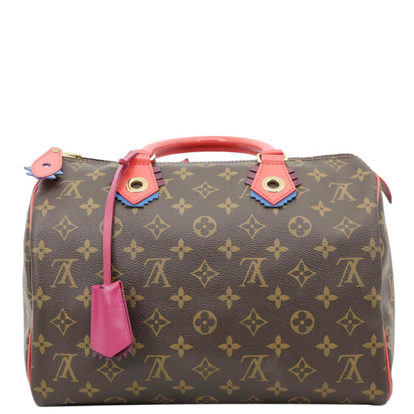 LOUIS VUITTON Totem Speedy 30 Monogram Canvas Satchel Bag Flamingo Pink