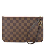 LOUIS VUITTON Neverfull Damier Ebene Pochette Wristlet Brown