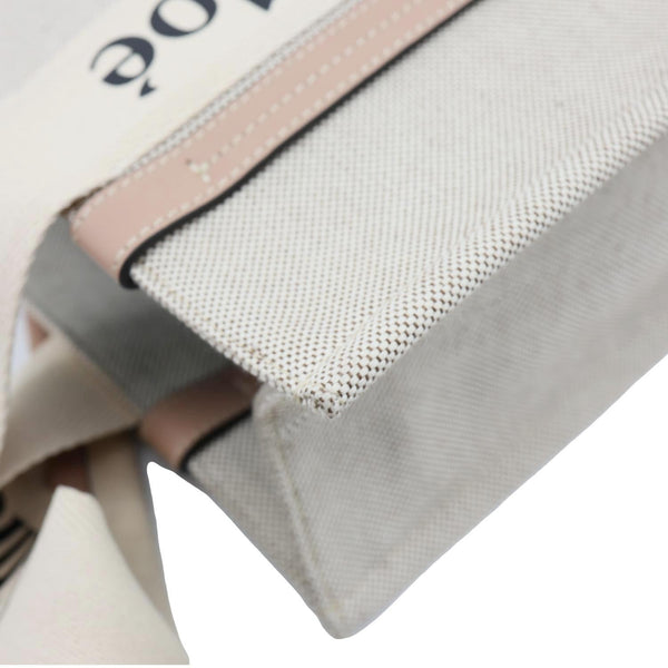 CHLOE Woody Linen Canvas Tote Bag Beige