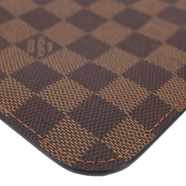 LOUIS VUITTON Neverfull Damier Ebene Pochette Wristlet Brown