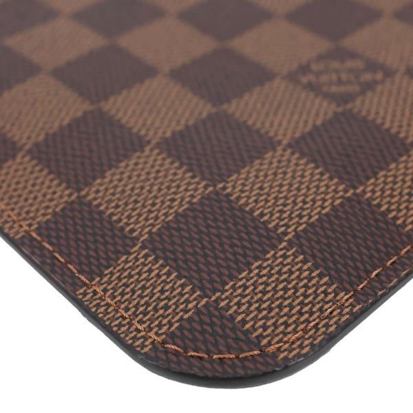 LOUIS VUITTON Neverfull Damier Ebene Pochette Wristlet Brown