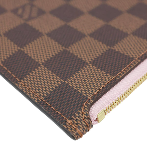 LOUIS VUITTON Neverfull Damier Ebene Pochette Wristlet Brown