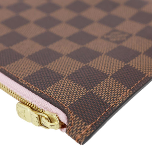 LOUIS VUITTON Neverfull Damier Ebene Pochette Wristlet Brown