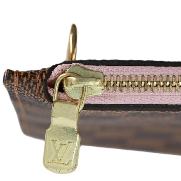 LOUIS VUITTON Neverfull Damier Ebene Pochette Wristlet Brown