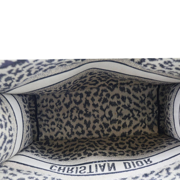 CHRISTIAN DIOR Book Large Leopard Mizza Embroidered Tote Bag Beige