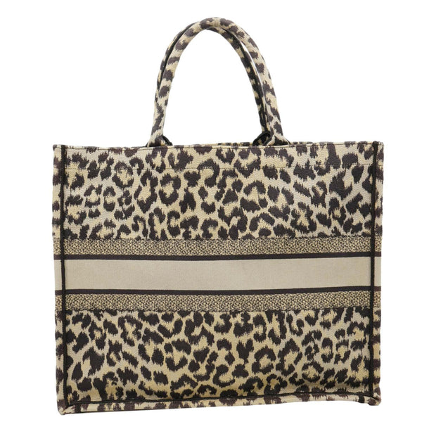 CHRISTIAN DIOR Book Large Leopard Mizza Embroidered Tote Bag Beige
