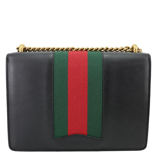 GUCCI Strawberry Embellished Peony Calfskin Leather Shoulder Bag Black 43228