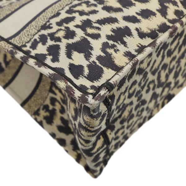 CHRISTIAN DIOR Book Large Leopard Mizza Embroidered Tote Bag Beige