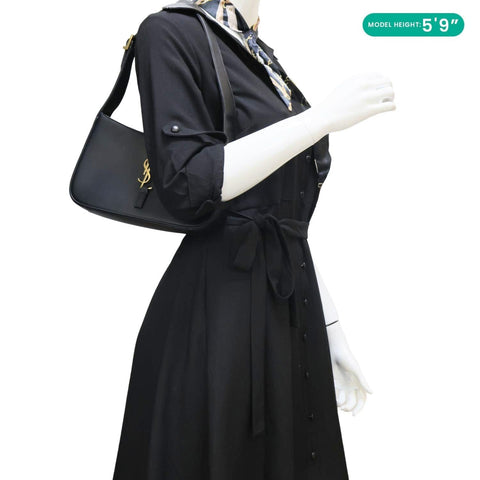 YVES SAINT LAURENT Le 5 à 7 Smooth Leather Shoulder Bag Black