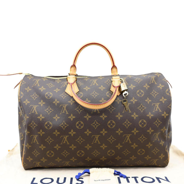 LOUIS VUITTON Speedy 40 Monogram Canvas Satchel Bag Brown