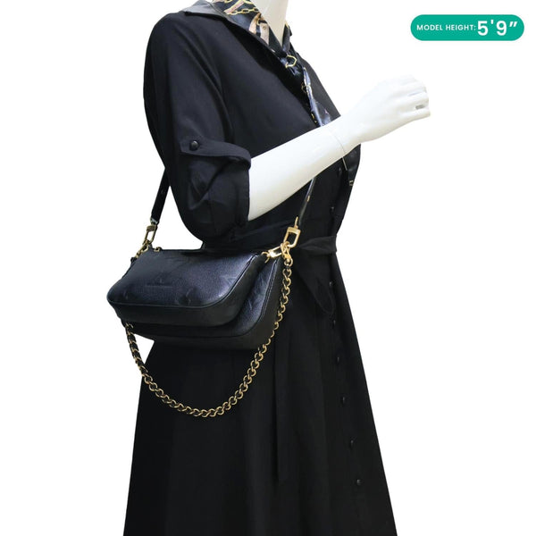 LOUIS VUITTON Multi Pochette Accessoires Monogram Empreinte Leather Crossbody Bag Black