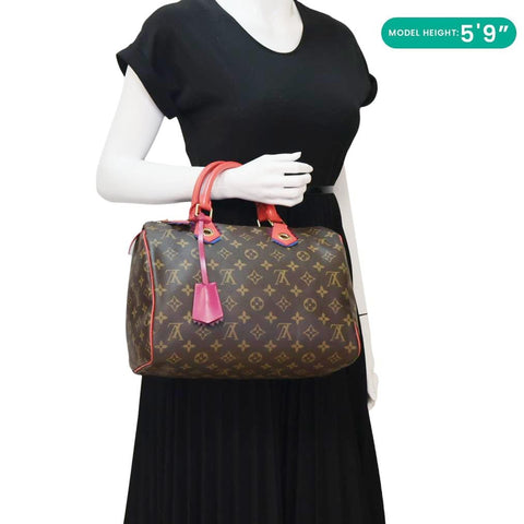 LOUIS VUITTON Totem Speedy 30 Monogram Canvas Satchel Bag Flamingo Pink